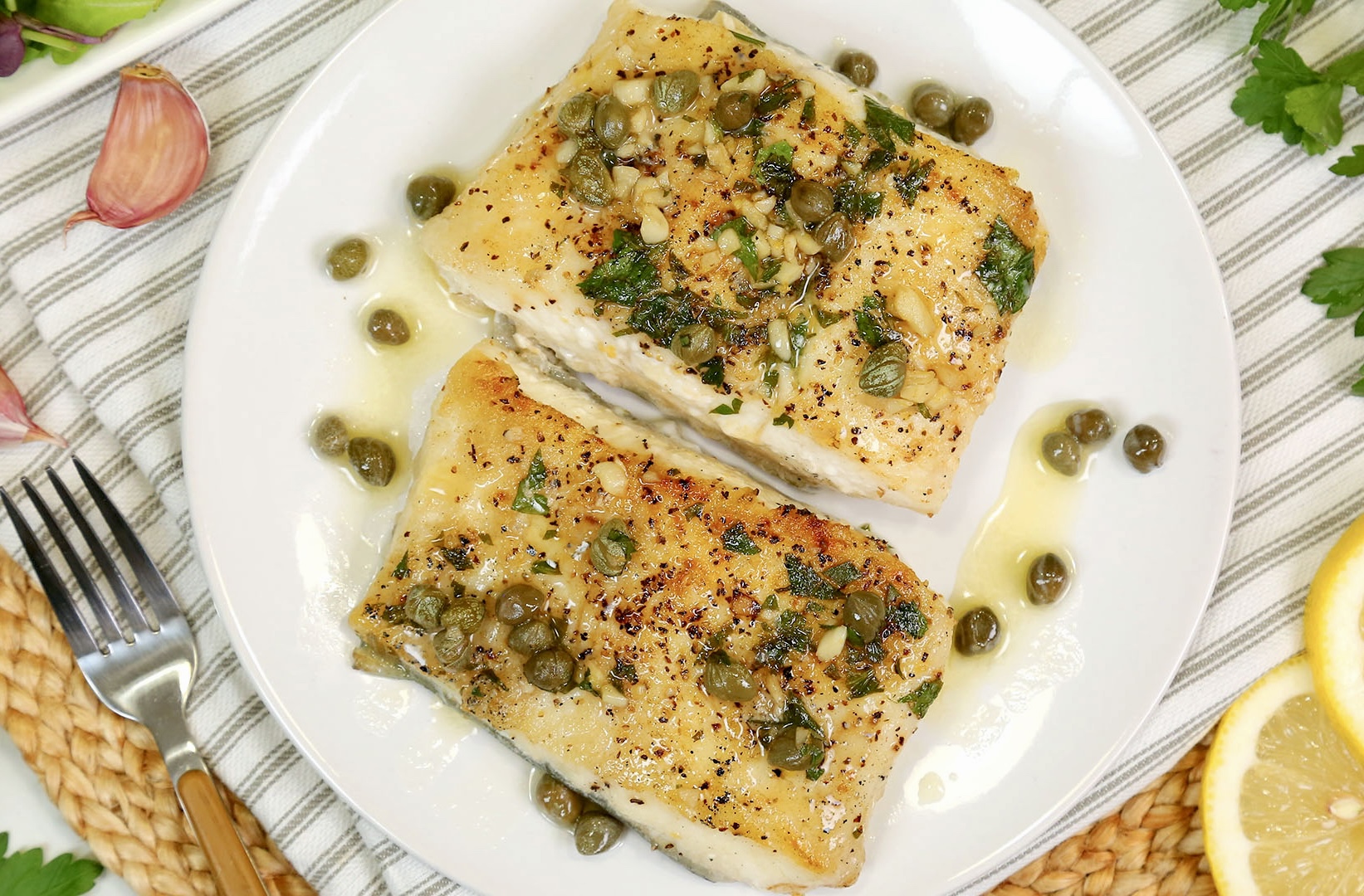 Pan-Seared Halibut with Lemon Caper Sauce: – Michelin quality recipes